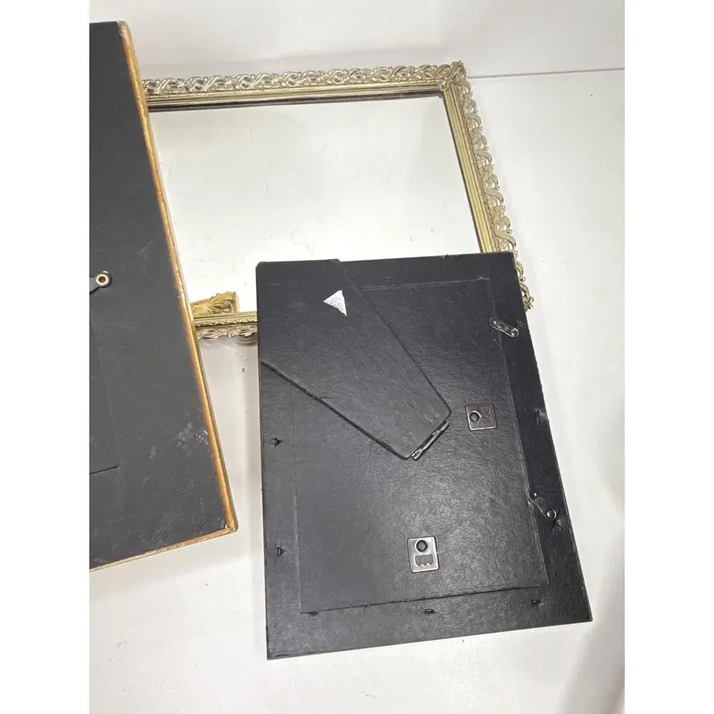Set of two ornate vintage gold and green frames